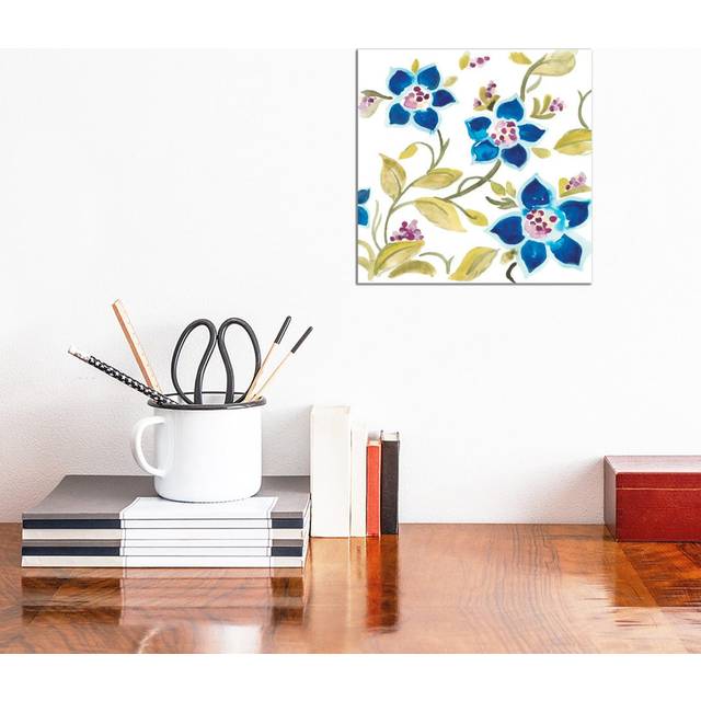 Abbey Floral Tiles II by June Erica Vess - Wrapped Canvas Painting (30.5cm H x 30.5cm W x 1.9cm D)