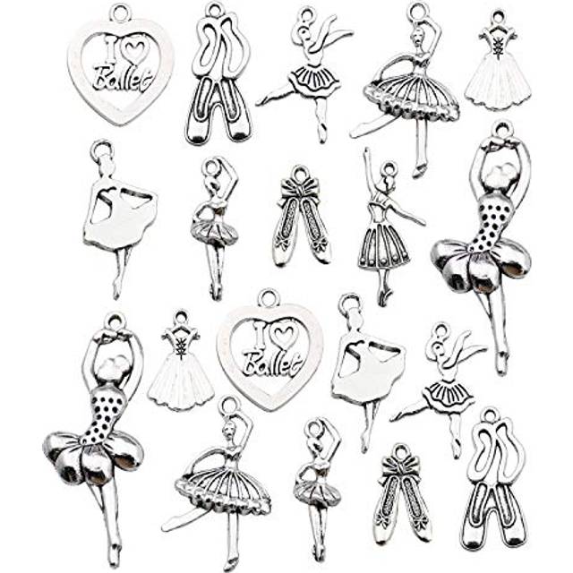 100g(60pcs) Craft Supplies Antique Silver Ballerina Ballet Dancer Charms for Jewelry Making Crafting Findings Accessory for DIY Necklace Bracelet M290