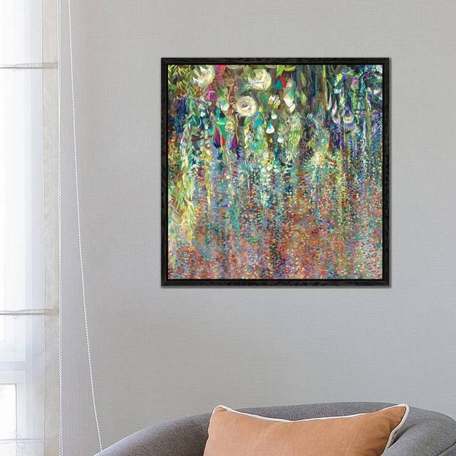 Canopy Bloom by Iris Scott - Painting on Canvas - Black Framed (26cm H x 26cm W x 3.8cm D)
