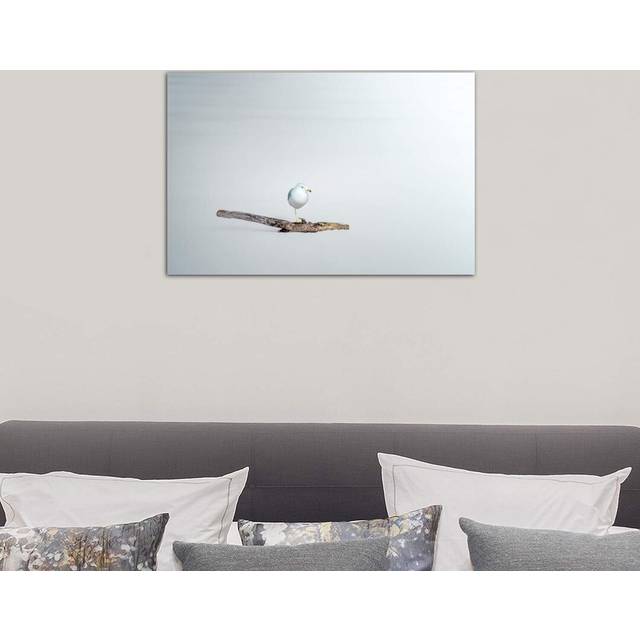 Seagull Sitting on a Log by Nik Rave - Wrapped Canvas Photograph Print (66.04 cm H x 45.72 cm W x 3.175 cm D)