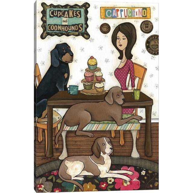 Cupcakes and Coonhounds  by  Jamie Morath - Painting (45.72cm H x 30.48cm W x 1.91cm D)