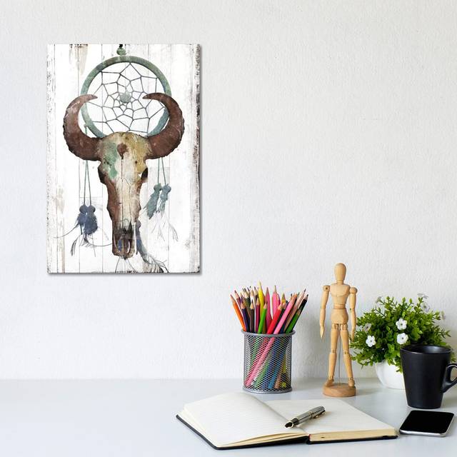 Bull with Dreamcatcher by Jace Grey - Wrapped Canvas Graphic Art (30.48cm H x 20.32cm W x 1.9cm D)