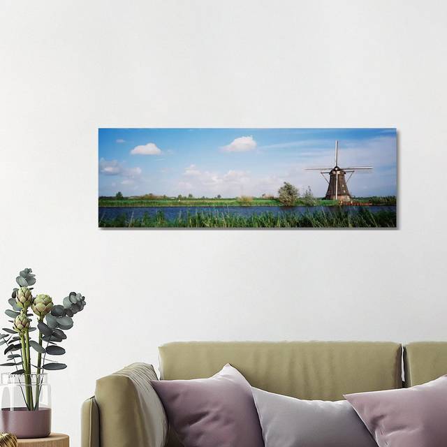 Traditional Dutch Windmill, Netherlands - Wrapped Canvas Panoramic Photograph (40.64cm H x 121.92cm W x 3.81cm D)