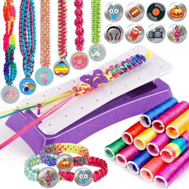 NEXBOX Toys and Crafts for Girls Age 6-8 8-12 year old - Friendship Bracelet Making Kit and Birthday Gifts for Kids and Teens  String Maker Kit and Gr