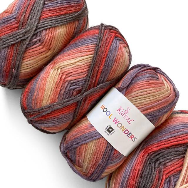 Wool Wonders Variegated Self-Striping Worsted #4, 4-Skeins 400g/584m