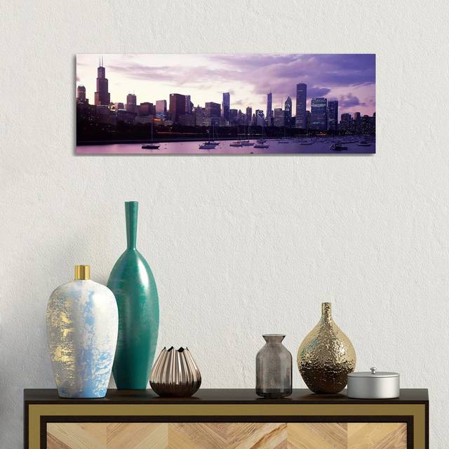Buildings at the Waterfront, Lake Michigan, Chicago, Illinois, USA #3 - Wrapped Canvas Panoramic Graphic Art (30.48cm H x 91.44cm W x 3.81cm D)