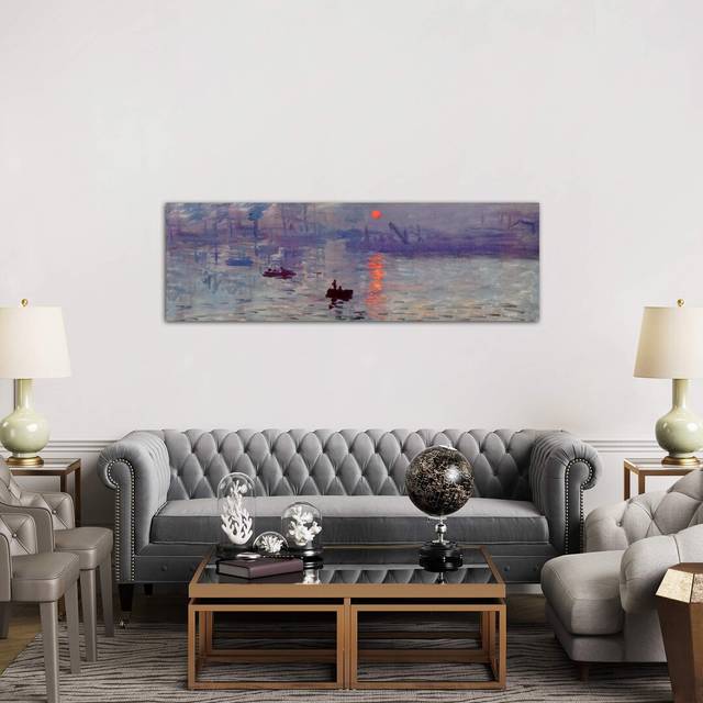 Sunrise Impression by Claude Monet - Panoramic Painting Print on Canvas - No Frame (152.4 cm H x 50.8 cm W x 3.175 cm D)