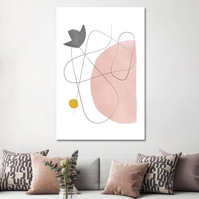 Watercolor Horizontal Lines and Dots Blue by Nouveau Prints - Wrapped Canvas Art Prints (152.4cm H x 101.6cm W x 3.81cm D)