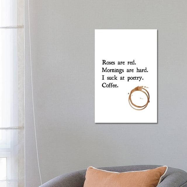 Roses Are Red Coffee Poem With Coffee Stain (66.04 cm H x 45.72 cm W x 1.91 cm D)
