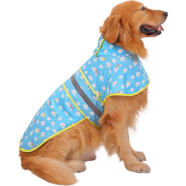 HDE Dog Raincoat Hooded Slicker Poncho for Small to X-Large Dogs and Puppies Cartoon Storm - L