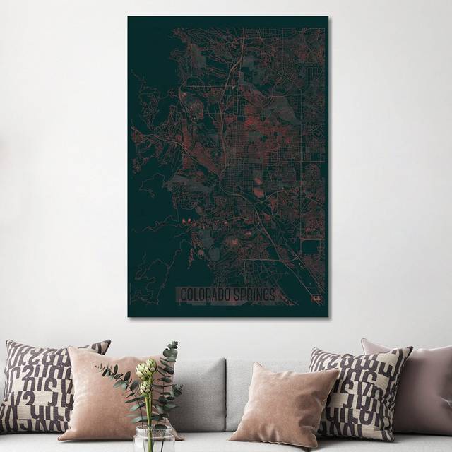 Colorado Springs Infrared Urban Blueprint Map by Hubert Roguski - Wrapped Canvas Art Prints (152.4cm H x 101.6cm W x 3.81cm D)