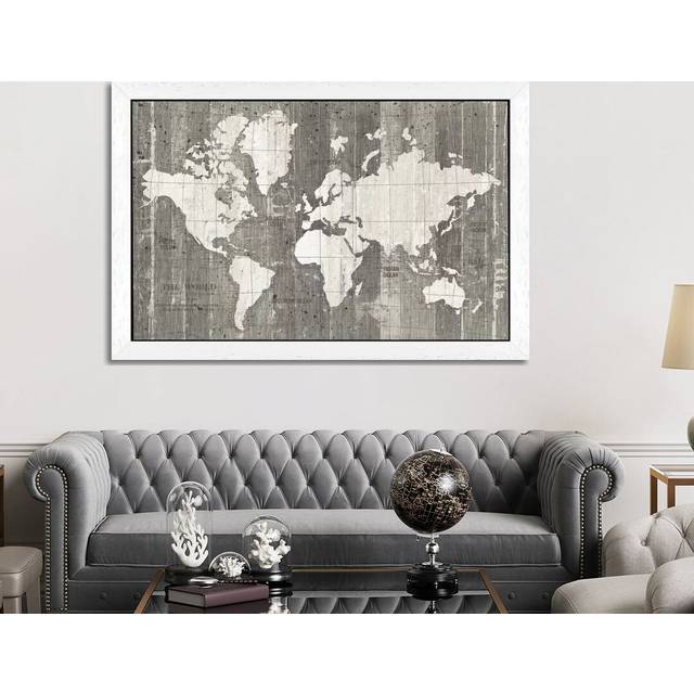 Old World Map by Wild Apple Portfolio - Art Prints Print on Canvas - White Framed (152.5 cm H x 101.5 cm W)