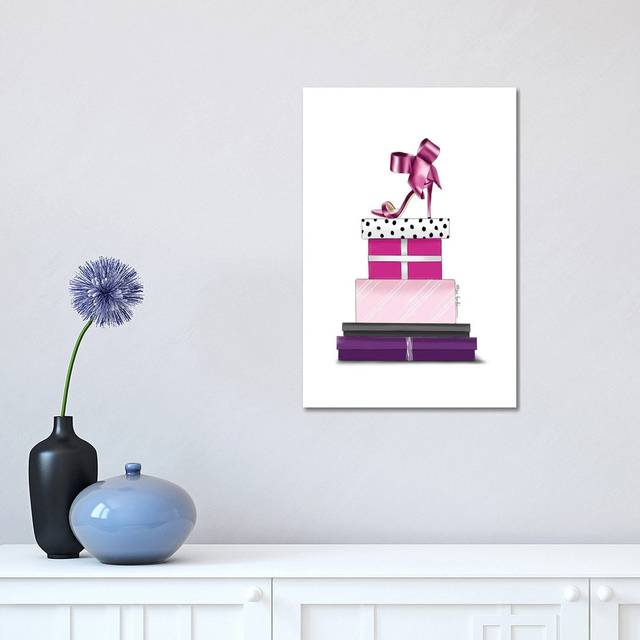 Christmas Stack Pink by Elza Fouche - Wrapped Canvas Painting (45.72cm H x 30.48cm W x 1.905cm D)