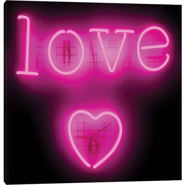 Neon Love Heart by Hailey Carr - Wrapped Canvas Typography (30.48cm H x 30.48cm W x 1.9cm D)