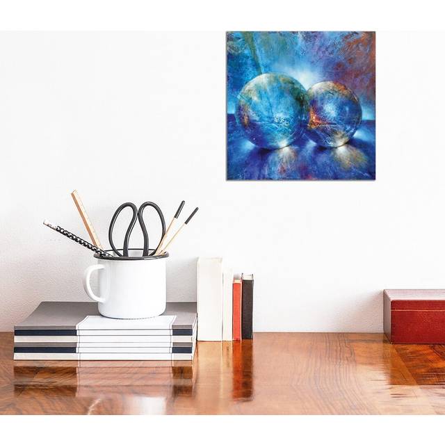 Two Blue Marbles by Annette Schmucker - Graphic Art on Canvas - Wrapped Canvas (30.48 cm H x 30.48 cm W)