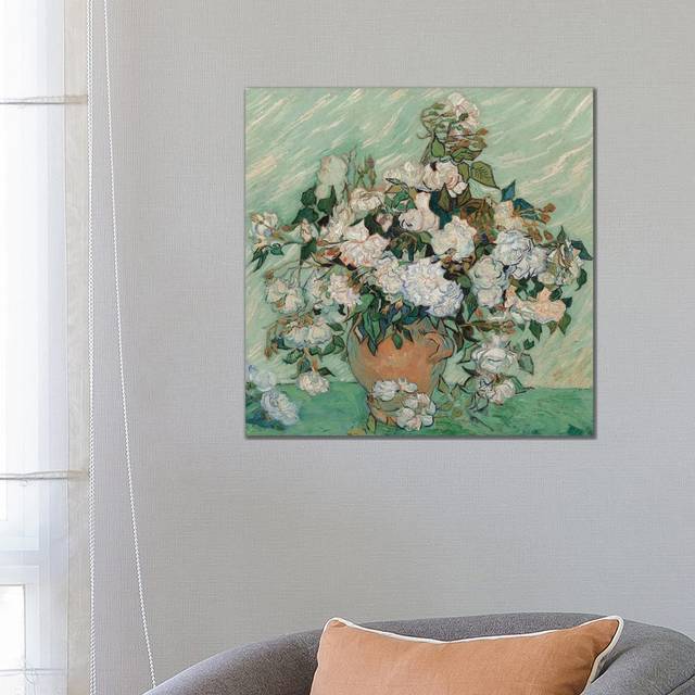Roses, 1890 by Vincent Van Gogh - Wrapped Canvas Painting (66.04 cm H x 66.04 cm W x 3.175 cm D)
