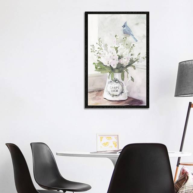 Parisian Pot III by Stellar Design Studio - Painting on Canvas - Black Floater Frame (101.6 cm H x 66.04 cm W)