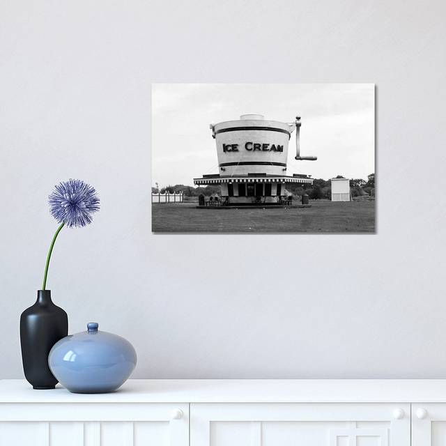 1937 Roadside Refreshment Stand Shaped Like Ice Cream Maker - Wrapped Canvas Photograph (30.48cm H x 45.72cm W x 1.91cm D)