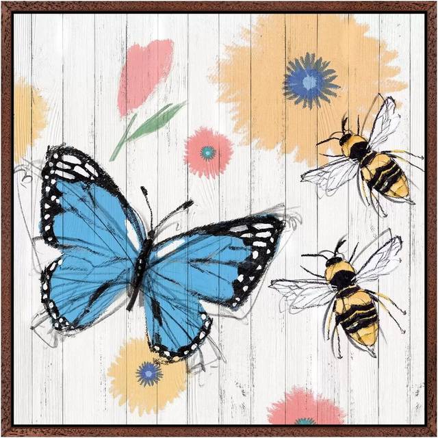 Backyard Summer I by Isabelle Z - Graphic Art Print on Canvas - Classic Brown Wood Framed (45.72cm H x 45.72cm W x 3.81cm D)