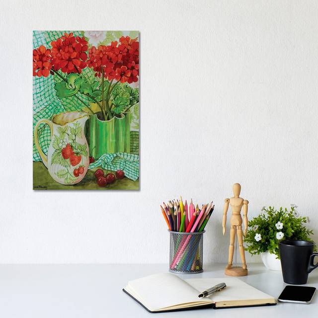 Red Geranium With The Strawberry Jug And Cherries (30.48cm H x 20.32cm W x 1.91cm D)