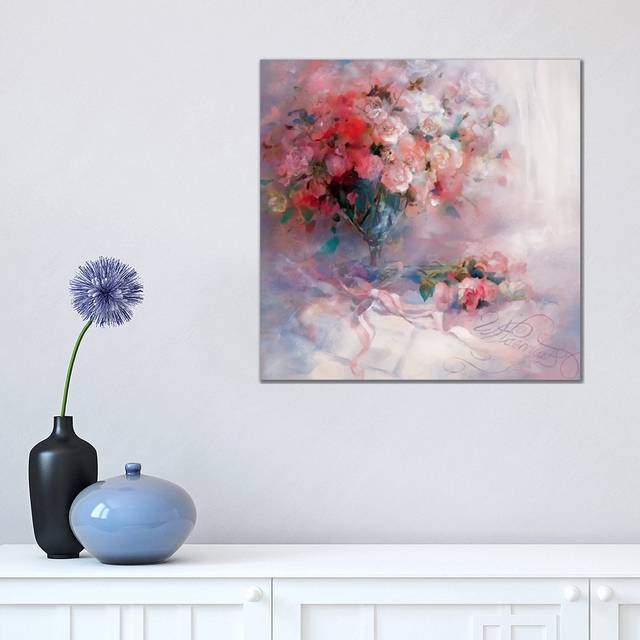 Bouquet of Roses by Willem Haenraets - Wrapped Canvas Painting (45.72 cm H x 45.72 cm W x 3.175 cm D)