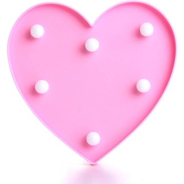 (Pink) Cute 11 LED Marquee Heart Night Light Battery Lamp Baby Kids Bedroom Home Decor