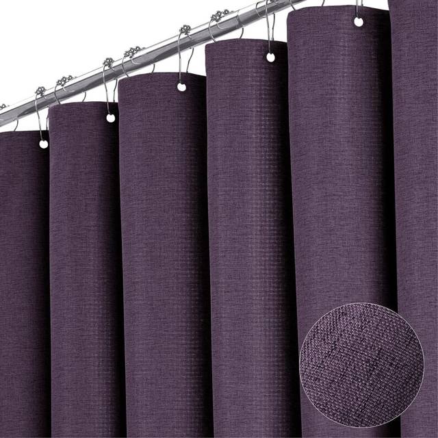 Purple Shower Curtain Linen Texture Tarpaulin Shower Curtain Set with 12 Plastic Hooks, Hotel Spa Luxury Bathroom Decor Shower Curtain - 72x72