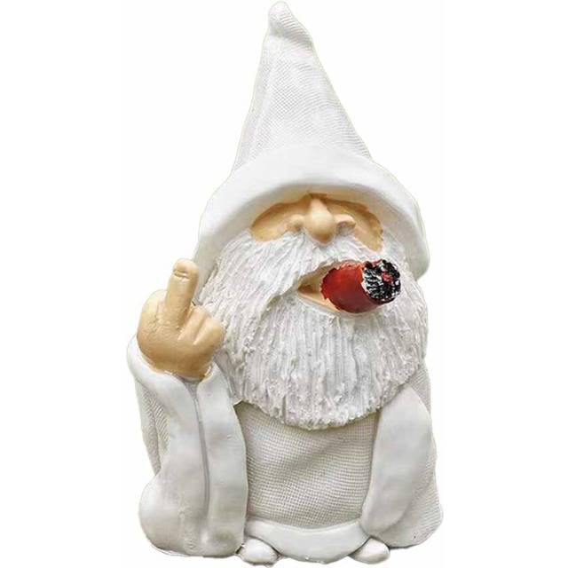 garden dwarf, wizard dwarf resin outdoor sculpture middle finger dwarf statue-Smoking Dwarf