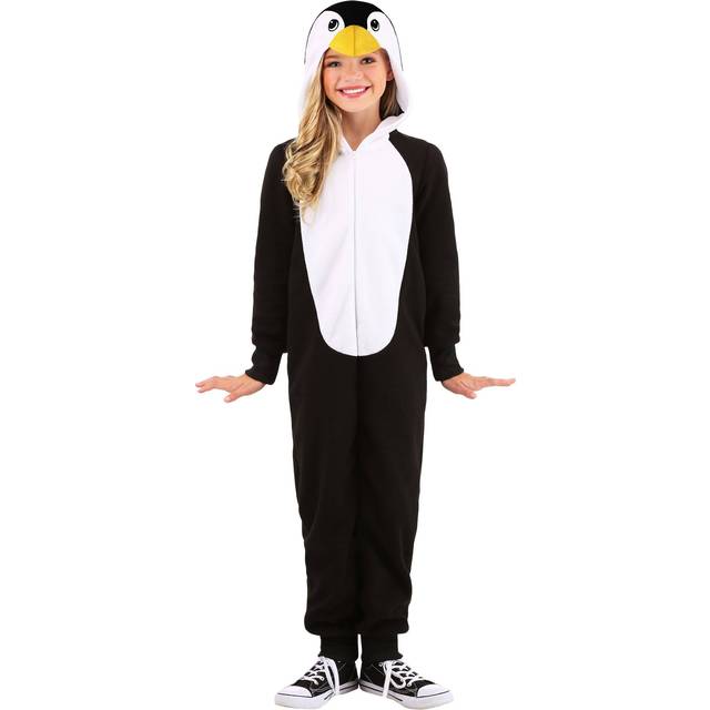 Child Cozy Penguin Costume Onesie | Animal Costumes - Black&#47;White&#47;Yellow (XS)