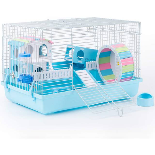 ROBUD Large Hamster Cage Gerbil Haven Habitat Small Animal Cage (Blue)