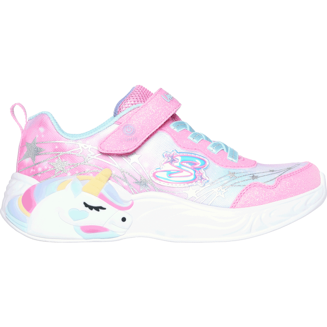 Skechers träningsskor för flickor, Rosa gnistrande nät turkos trim, 3 UK