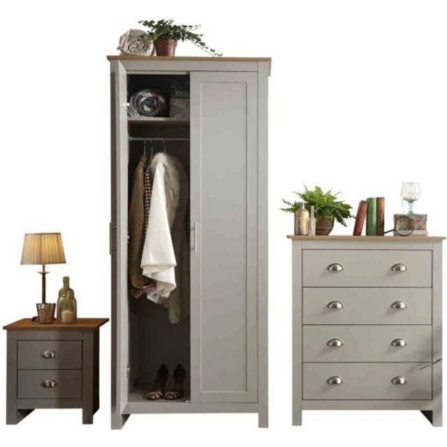 Gfw Lancaster 3 Piece Package - 2 Door Wardrobe, 4 Drawer Chest And A Bedside Chest - Black