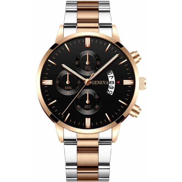 reloj hombre Men Stainless Steel Watch Calendar Quartz Wrist Watch Business Watches for Man Clock montre homme - Multicoloured