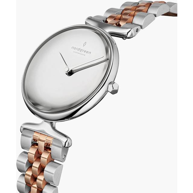 Nordgreen Beautiful Women's Danish Dress Watch - 28mm Silver Case - Polished metal Dial - Silver/Rose Gold Metal Strap