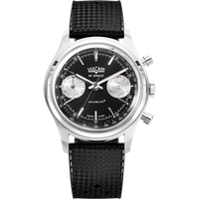 Vulcain Chronograph 38mm Black Silver Rubber Watch