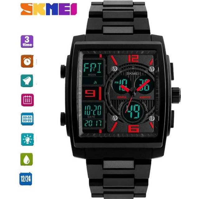 Skmei Sport Men Dual Display Digital Quartz Multifunction Countdown Watch 50M Waterproof  Wristwatch 1274 red