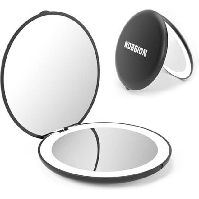 Led Compact Mirror, 1x/10x Magnification Compact Mirror with Light,Handheld 2-Sided Pocket Mirror,Travel Makeup Mirror,3.5in Compact Mirror for Purses