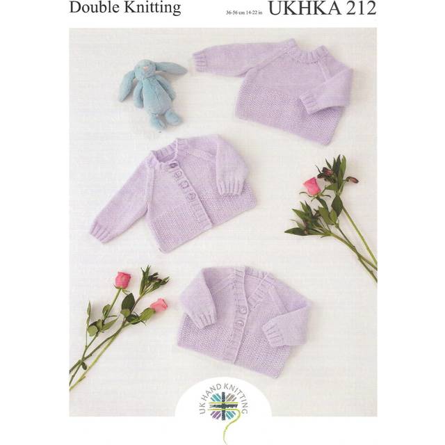 UKHKA 212 DK Knitting Pattern Baby Sweater & Cardigan