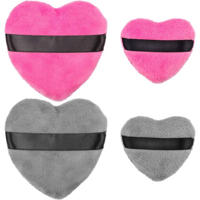 4 Pack Makeup Blendiful Puffs, Cotton Powder Puff, Makeup Tool Beauty Sponges , In Love Shape with Strap, for Cosmetic
