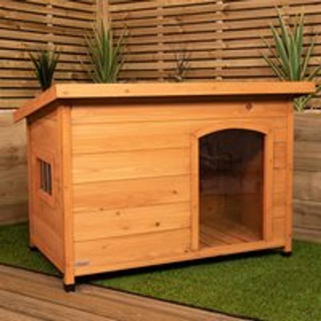 72cm x 1.04m medium outdoor garden cosy wooden dog house kennel with window