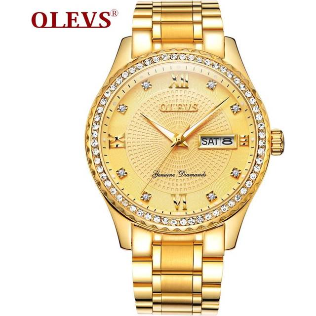 OLEVS 6618 Men Diamond Men Watches Luminous Dial Steel Bracelet Watch Date Male Clock Business Wristwatch - Multicoloured
