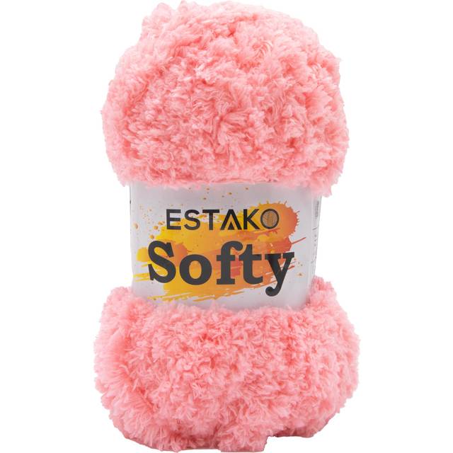 Estako Softy 100% Polyester Fluffy Soft Chunky Bulky Weight #5 Yarn for Crocheting and Knitting 3.52 oz (100 gr) 98 Yds (90 m) (9320 - Pink)