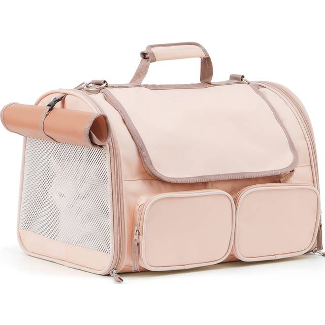 FUKUMARU Cat Carrier  4 Mesh Windows Small Dog Carrier  4 Storage Pockets Cat Travel Bag  Under 44 lb Airline Approved Pet Carrier  Rollable Cover for