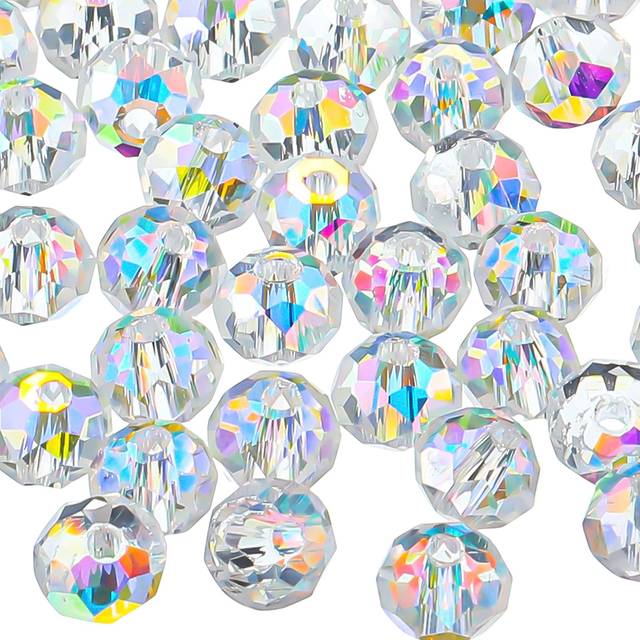 Highergo 500 Pieces 8 mm Crystal Rondelle AB Glass Beads Faceted Rondelle Beads DIY Glass Crystal Beads for Bracelets Necklace Pendants Jewelry Making