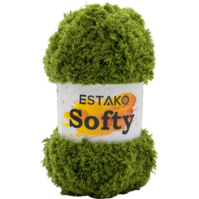 Estako Softy 100% Polyester Fluffy Soft Chunky Bulky Weight #5 Yarn for Crocheting and Knitting 3.52 oz (100 gr) 98 Yds (90 m) (9540 - Red)