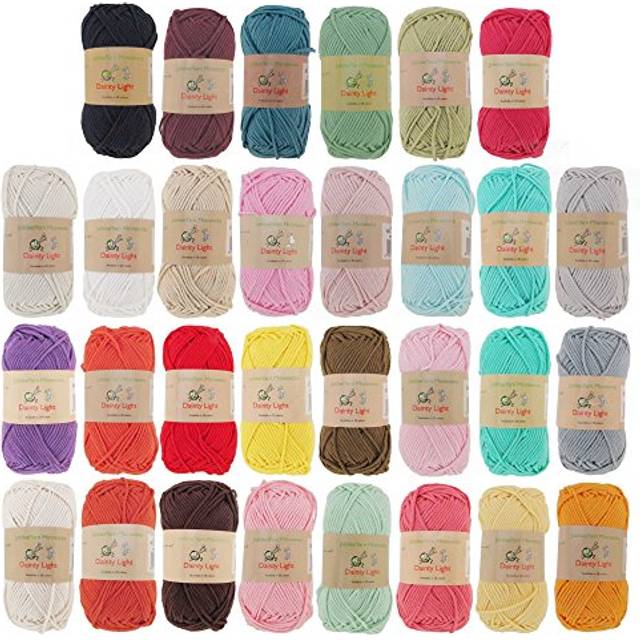 JubileeYarn Dainty Light Yarn - Worsted Weight Cotton - 100g/Skein - Variety Pack - 4 Skeins
