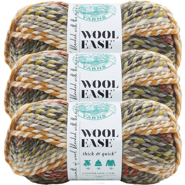 Lion Brand Yarn Wool-Ease Thick & Quick Yarn  Soft and Bulky Yarn for Knitting  Crocheting  and Crafting  3 Pack  Coney Island
