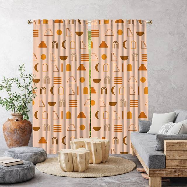Iota Semi Sheer Curtains - Salmon (140cm Width x 175cm Drop)