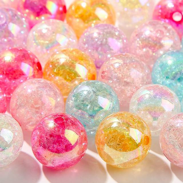 ANCADN 20mm Acrylic Beads Transparent Crackle Round Beads Chunky Bubblegum Beads for DIY Jewelry Making (60pcs Crackle)