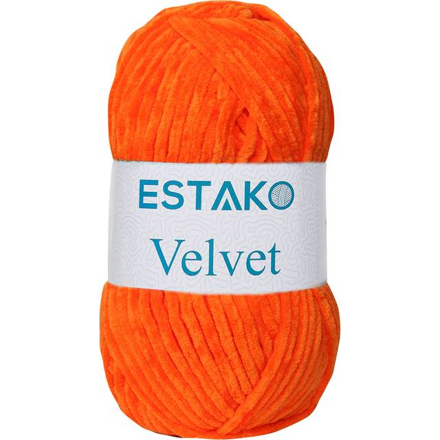 Estako Velvet Chenille Blanket amigurumi Yarn for Crocheting and Knitting Super Bulky 100 gr (132 yds) (1710 - Orange)